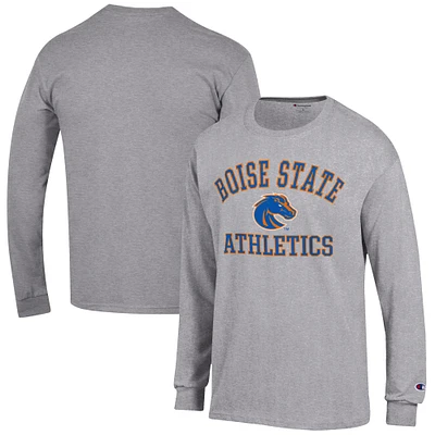 Men's Champion  Gray Boise State Broncos Athletics Logo Long Sleeve T-Shirt