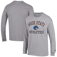 Men's Champion  Gray Boise State Broncos Athletics Logo Long Sleeve T-Shirt