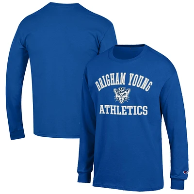 Men's Champion  Royal BYU Cougars Athletics Logo Long Sleeve T-Shirt