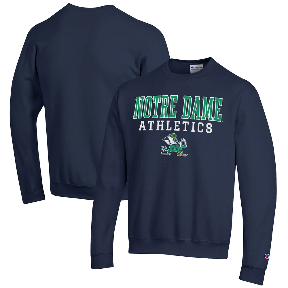 Men's Champion Navy Notre Dame Fighting Irish Athletics Logo Stack Pullover Sweatshirt