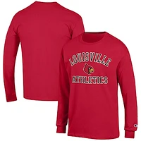 Men's Champion  Red Louisville Cardinals Athletics Logo Long Sleeve T-Shirt