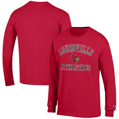 Men's Champion  Red Louisville Cardinals Athletics Logo Long Sleeve T-Shirt
