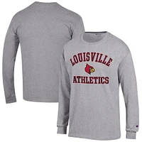 Men's Champion  Gray Louisville Cardinals Athletics Logo Long Sleeve T-Shirt