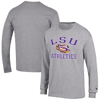 Men's Champion  Gray LSU Tigers Athletics Logo Long Sleeve T-Shirt