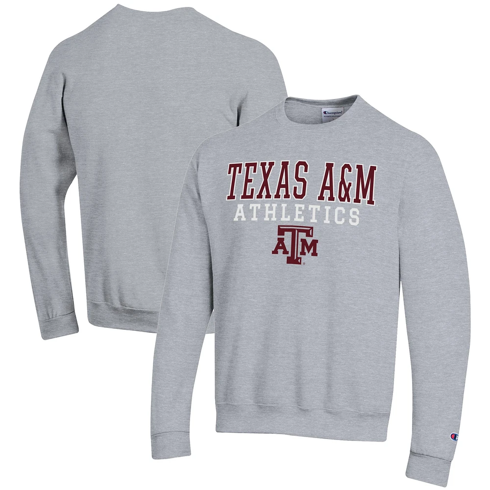 Men's Champion Gray Texas A&M Aggies Athletics Logo Stack Pullover Sweatshirt