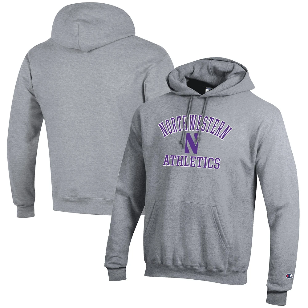 Men's Champion Gray Northwestern Wildcats Athletics Logo Pullover Hoodie