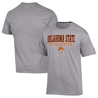 Men's Champion  Gray Oklahoma State Cowboys Athletics Logo Stack T-Shirt