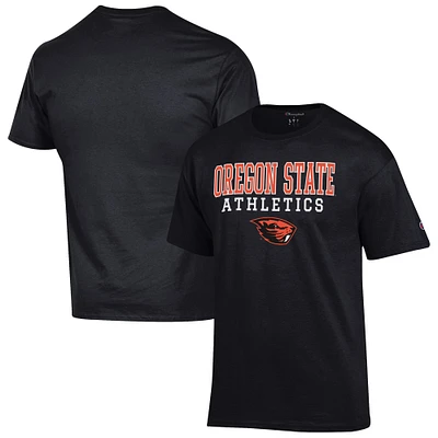 Men's Champion  Black Oregon State Beavers Athletics Logo Stack T-Shirt