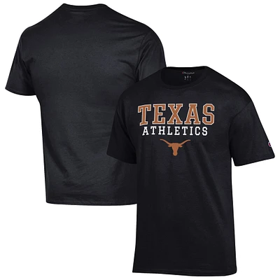 Men's Champion  Black Texas Longhorns Athletics Logo Stack T-Shirt