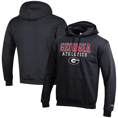 Men's Champion Georgia Bulldogs Athletics Logo Stack Pullover Hoodie