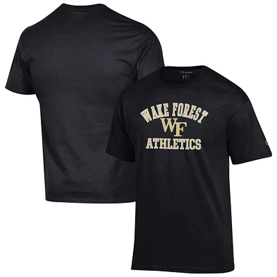 Men's Champion  Black Wake Forest Demon Deacons Athletics Logo T-Shirt