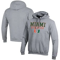 Men's Champion Miami Hurricanes Athletics Logo Stack Pullover Hoodie