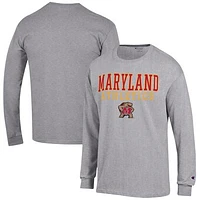 Men's Champion  Gray Maryland Terrapins Athletics Logo Stack Long Sleeve T-Shirt