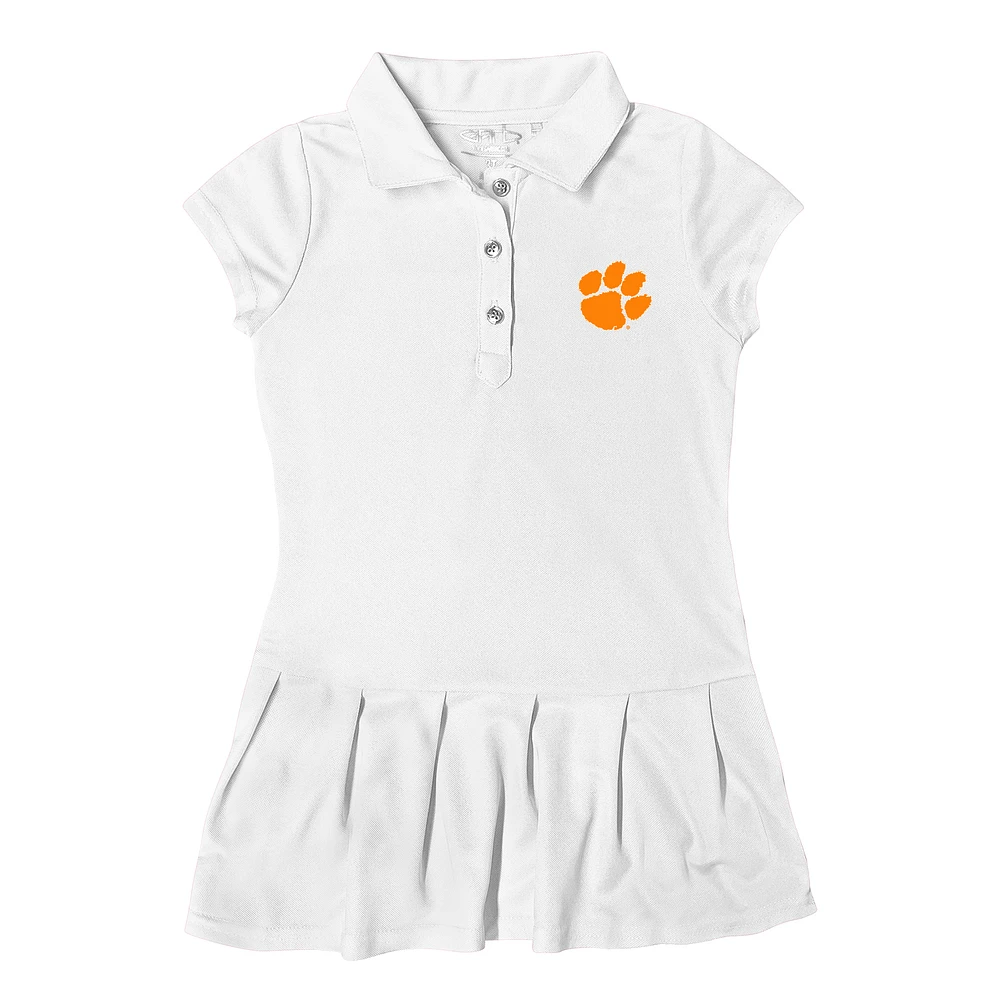Girls Toddler Garb White Clemson Tigers Caroline Cap Sleeve Polo Dress