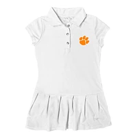 Girls Toddler Garb  White Clemson Tigers Caroline Cap Sleeve Polo Dress