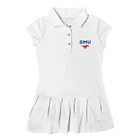 Girls Toddler Garb  White SMU Mustangs Caroline Cap Sleeve Polo Dress