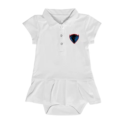 Girls Infant Garb  White DePaul Blue Demons Caroline Cap Sleeve Polo Dress