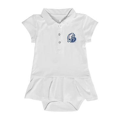 Girls Infant Garb  White Drake Bulldogs Caroline Cap Sleeve Polo Dress