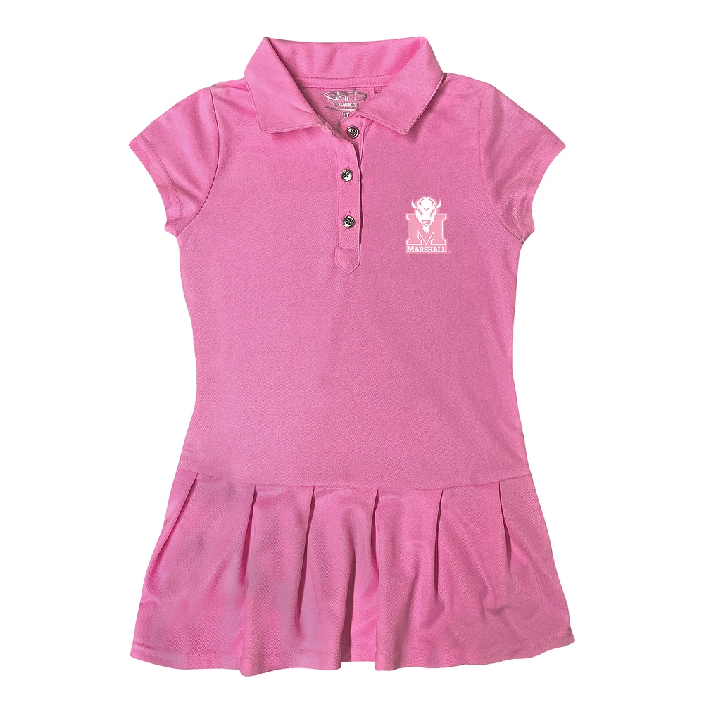 Girls Toddler Garb Pink Marshall Thundering Herd Caroline Cap Sleeve Polo Dress