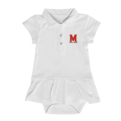 Girls Infant Garb  White Maryland Terrapins Caroline Cap Sleeve Polo Dress