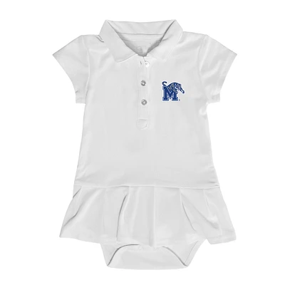 Girls Infant Garb  White Memphis Tigers Caroline Cap Sleeve Polo Dress