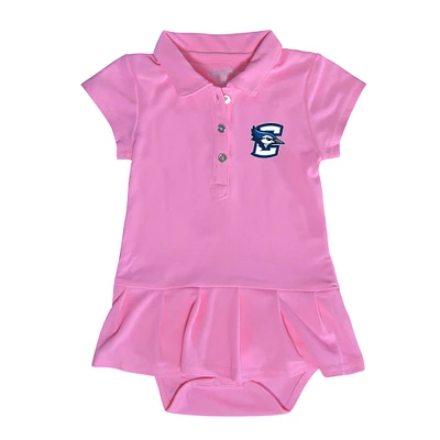 Girls Infant Garb  Pink Creighton Bluejays Caroline Cap Sleeve Polo Dress