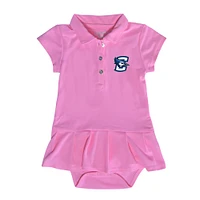 Girls Infant Garb  Pink Creighton Bluejays Caroline Cap Sleeve Polo Dress