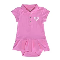 Girls Infant Garb  Pink SMU Mustangs Caroline Cap Sleeve Polo Dress