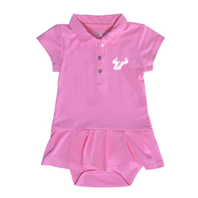 Girls Infant Garb  Pink South Florida Bulls Caroline Cap Sleeve Polo Dress