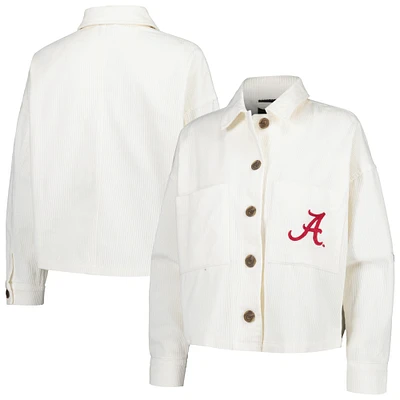 Women's Hype and Vice White Alabama Crimson Tide Corduroy Button-Up Jacket