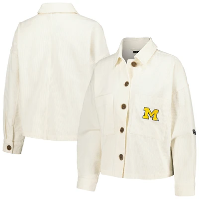 Women's Hype and Vice White Michigan Wolverines Corduroy Button-Up Jacket