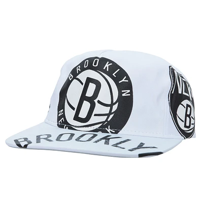 Men's Mitchell & Ness  White Brooklyn Nets Hardwood Classics In Your Face Deadstock Snapback Hat