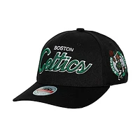 Men's Mitchell & Ness Black Boston Celtics MVP Team Script 2.0 Stretch-Snapback Hat