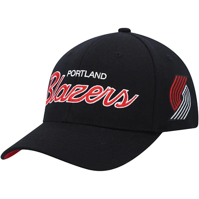 Men's Mitchell & Ness Black Portland Trail Blazers MVP Team Script 2.0 Stretch Snapback Hat