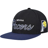 Men's Mitchell & Ness Black Indiana Pacers Hardwood Classics MVP Team Script 2.0 Snapback Hat