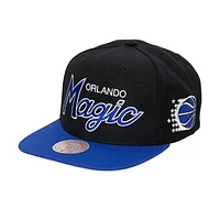 Men's Mitchell & Ness Black Orlando Magic Hardwood Classics MVP Team Script 2.0 Snapback Hat