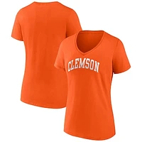 Women's Fanatics Orange Clemson Tigers Basic Arch V-Neck T-Shirt