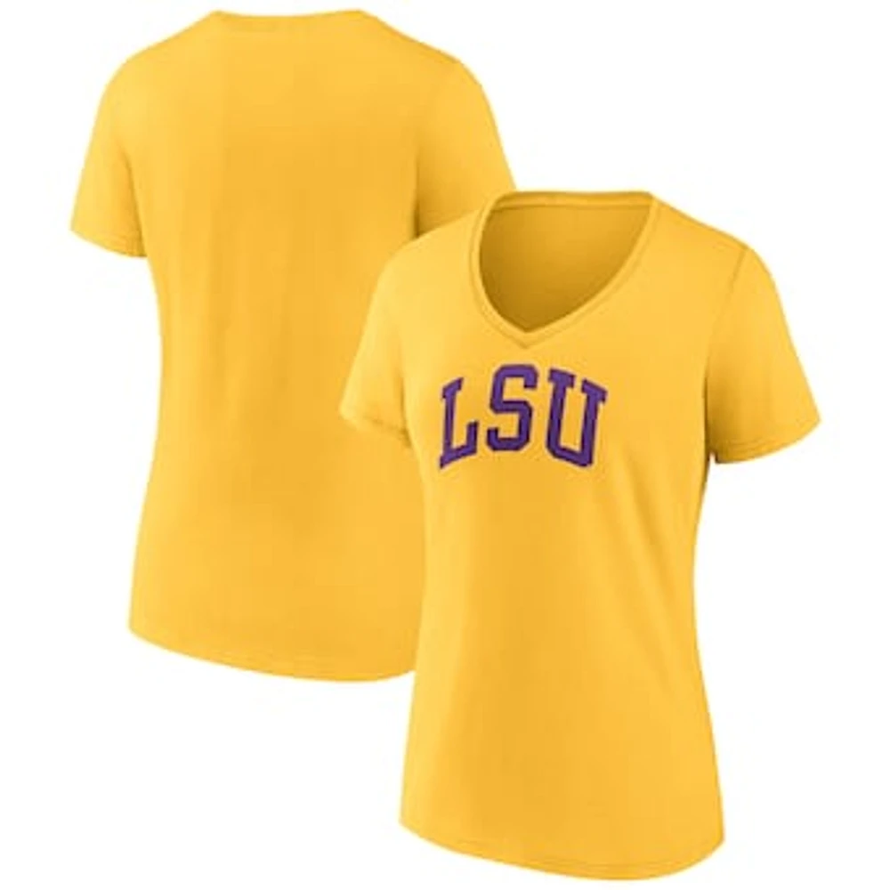 Women's Fanatics Gold LSU Tigers Basic Arch V-Neck T-Shirt