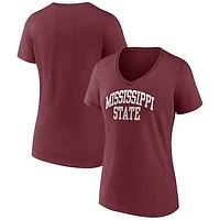 Women's Fanatics Maroon Mississippi State Bulldogs Basic Arch V-Neck T-Shirt