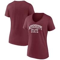 Women's Fanatics Maroon Mississippi State Bulldogs Basic Arch V-Neck T-Shirt