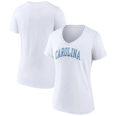 Women's Fanatics White North Carolina Tar Heels Basic Arch V-Neck T-Shirt