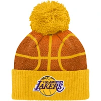 Infant Gold Los Angeles Lakers Basketball Head Cuffed Knit Hat with Pom