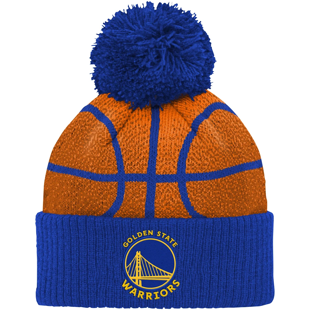 Infant Royal Golden State Warriors Basketball Head Cuffed Knit Hat with Pom