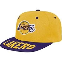 Youth Gold/Purple Los Angeles Lakers Backboard Embro Visor Snapback Hat