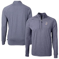 Men's Cutter & Buck  Heather Navy Boston Red Sox Americana Logo Adapt Eco Knit Stretch Recycled Quarter-Zip Pullover Top