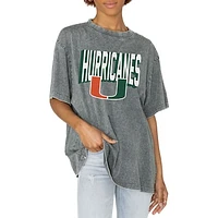 Women's Gameday Couture Gray Miami Hurricanes Solid Defense Oversized T-Shirt