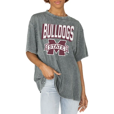 Women's Gameday Couture Gray Mississippi State Bulldogs Solid Defense Oversized T-Shirt
