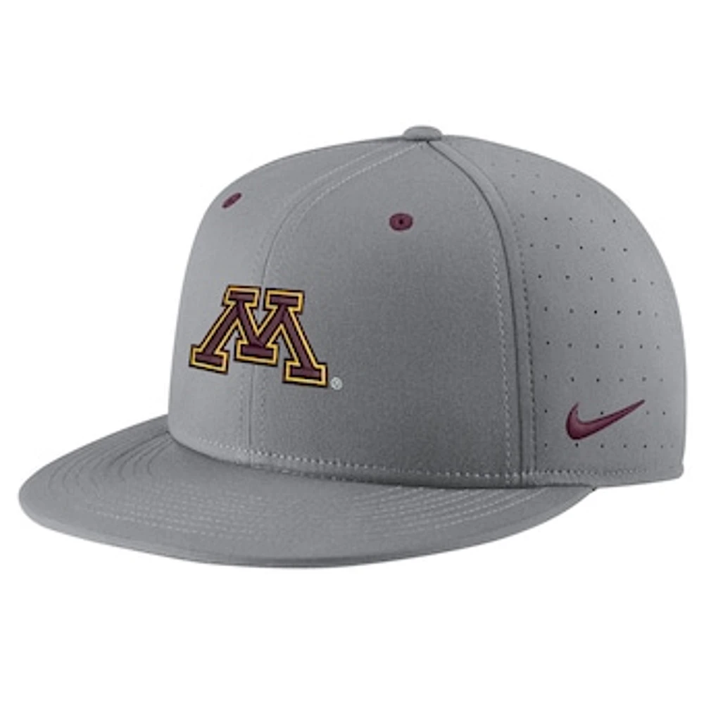 Men's Nike Gray Minnesota Golden Gophers USA Side Patch True AeroBill Performance Fitted Hat