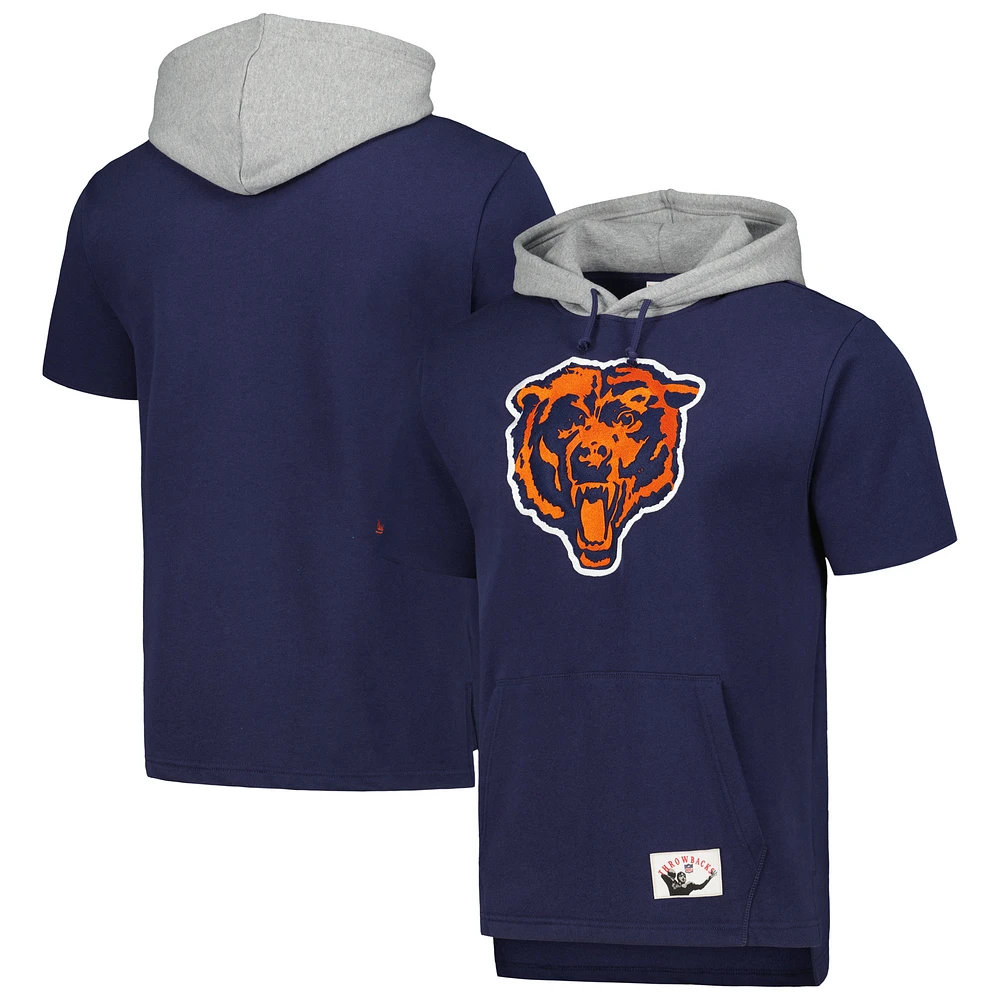 Men's Mitchell & Ness Navy Chicago Bears Postgame Short Sleeve Hoodie