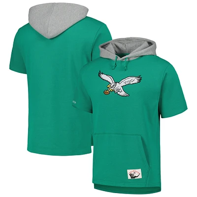 Men's Mitchell & Ness Kelly Green Philadelphia Eagles Postgame Short Sleeve Hoodie